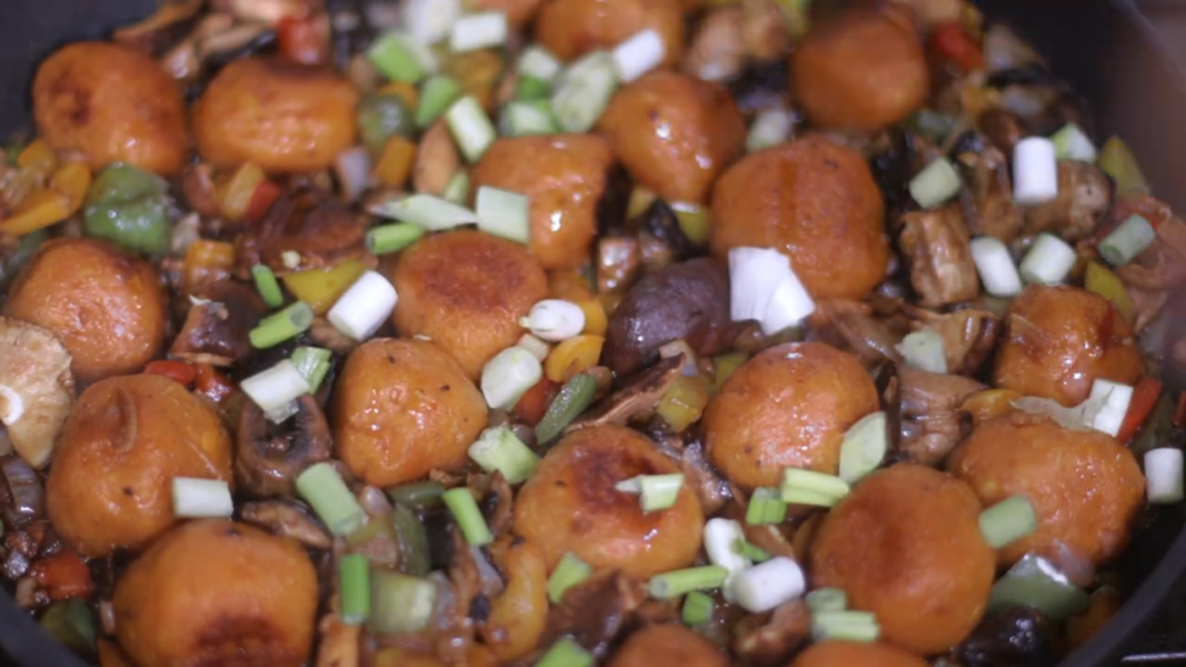 Stir Fry sweet potato balls