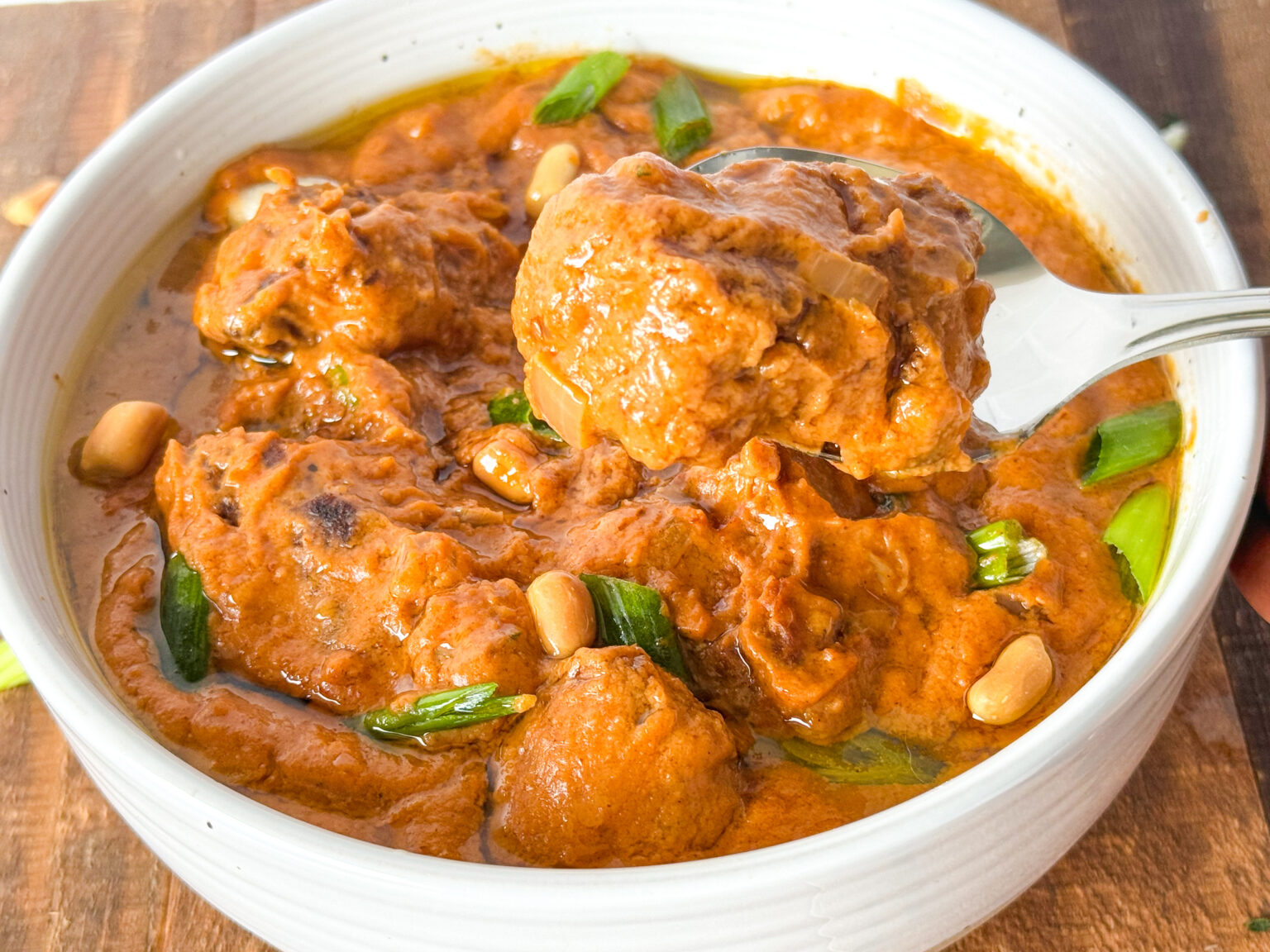 Vegan curry in a white bowl